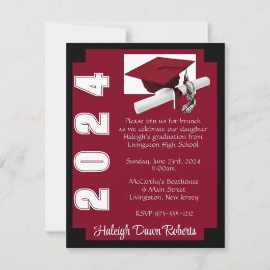 Invitation Cardinal Cardinal Red & Black Graduation (Devant)