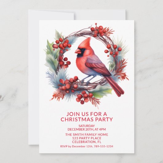 Invitation Cardinal de couronne avec Font Rouge (Devant)