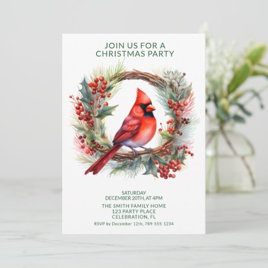 Invitation Cardinal de couronne avec Font Vert (Debout devant)