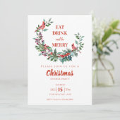 Invitation Cardinal Floral Holly Soirée de Noël (Debout devant)
