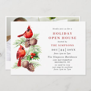 Invitation Cardinal Holly Berry Maison ouverte de Noël