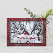 Invitation Cardinal Neige 6216 Cadre Anniversaire (Debout devant)