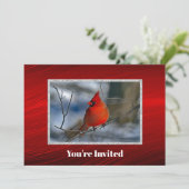 Invitation Cardinal Red Winter Photo Anniversaire (Debout devant)