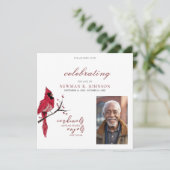 Invitation Cardinal rouge Célébration de la vie Photo (Debout devant)