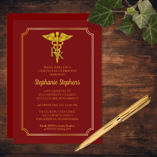Invitation Cardinal Rouge   Gold Rx Pharmacy Graduation Party