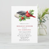 Invitation Cardinal Rouge Holly Berry Noël DÎNER (Debout devant)