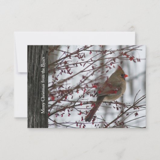 Invitation Cardinal Rustic Wood Holiday Card (Devant)
