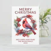 Invitation Cardinal Wreath Red Holiday Card (Debout devant)
