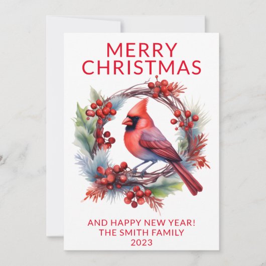 Invitation Cardinal Wreath Red Holiday Card (Devant)