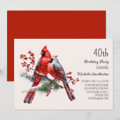 Invitation Cardinals rouges Baies 40e anniversaire (Devant / Derrière)