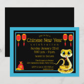 Invitation Caricature 2025 Nouvel An chinois de serpent (Devant / Derrière)