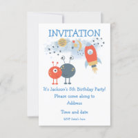 Caricature Aliens et vaisseau spatial Anniversaire
