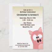 Invitation Caricature amusante Cochon rose Anniversaire Invit (Dos)