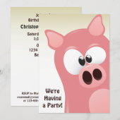 Invitation Caricature amusante Cochon rose Anniversaire Invit (Devant / Derrière)