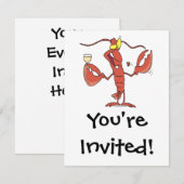 Invitation caricature amusante de homard (Devant / Derrière)