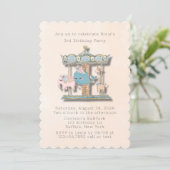 Invitation Caricature Animaux Carrousel Fête d'anniversaire (Debout devant)