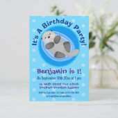 Invitation Caricature bleu loutre de mer joyeux (Debout devant)