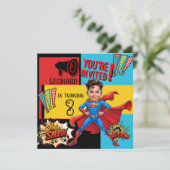 Invitation Caricature comique Superhero (Debout devant)
