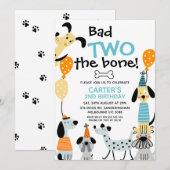 Invitation Caricature Comme Mauvais Deux Chiens Os 2e anniver (Devant / Derrière)