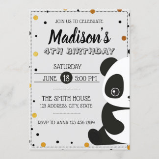 Invitation Caricature Cute Panda Anniversaire du Parti RSVP