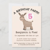 Invitation Caricature d'anniversaire de mini-âne joyeux (Devant)