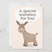 Invitation Caricature d'anniversaire de mini-âne joyeux (Dos)