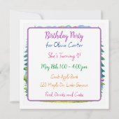 Invitation Caricature d'aquarelle mignonne Oiseau Anniversair (Dos)