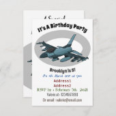 Invitation Caricature d'avion de chasse militaire (Devant / Derrière)