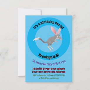 Invitation Caricature de bilby australien très heureuse