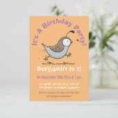 Invitation Caricature de caille californienne joli (Debout devant)