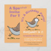 Invitation Caricature de caille californienne joli (Devant / Derrière)