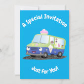 Invitation Caricature de camion de glace joli (Dos)