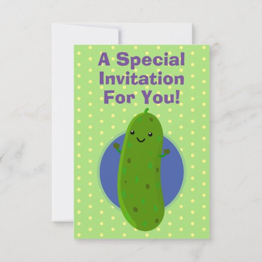 Invitation Caricature de concombre vert mou (Dos)
