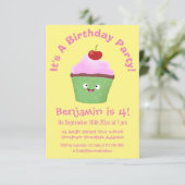 Invitation Caricature de cupcake joyeux (Debout devant)