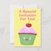 Invitation Caricature de cupcake joyeux (Dos)