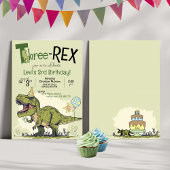Invitation Caricature de Cute Dinosaur Trois Rex 3e fête d'an