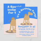 Invitation Caricature de dromadaire joyeux et souriant (Devant / Derrière)