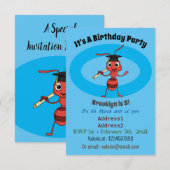 Invitation Caricature de fourmi rouge joyeux (Devant / Derrière)