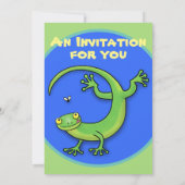 Invitation Caricature de gecko vert mignon (Dos)