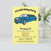 Invitation Caricature de la Limousine bleu mignonne (Debout devant)