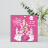 Invitation Caricature de la princesse 4e anniversaire rose ch (Debout devant)