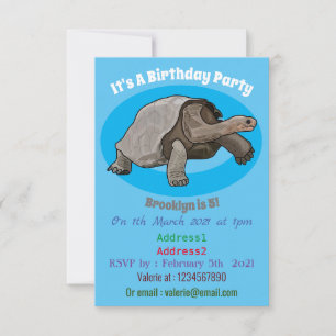 Invitation Caricature de la tortue des Galapagos