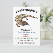 Invitation Caricature de lézard rouge (Debout devant)