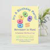 Invitation Caricature de macarons joyeux anniversaire (Debout devant)