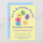 Invitation Caricature de macarons joyeux anniversaire (Devant / Derrière)