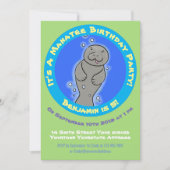 Invitation Caricature de manatee mignonne (Devant)