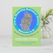 Invitation Caricature de manatee mignonne (Debout devant)