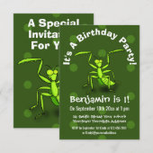 Invitation Caricature de mante verte en prière (Devant / Derrière)