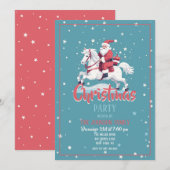 Invitation Caricature de Noël du Père Noël et du Cheval (Devant / Derrière)