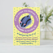 Invitation Caricature de nudibranche bleu mignon (Debout devant)